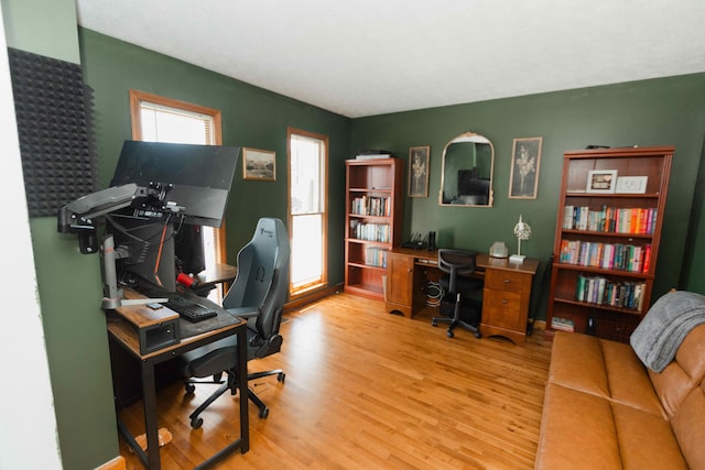 office space with wood finished floors