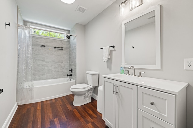 100 Lair St, Mount Vernon, KY 40456 - full bathroom with toilet, shower / tub combo, vanity, wood finished floors, and baseboards