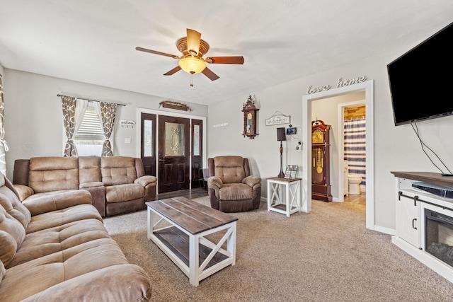 100 Lair St, Mount Vernon, KY 40456 - living area with light colored carpet, ceiling fan, and baseboards
