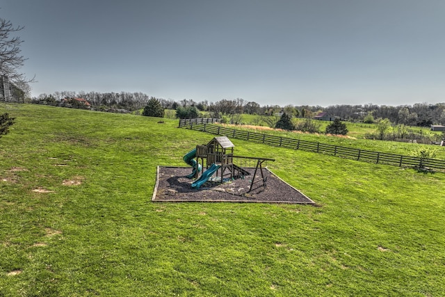 1105 Locust Fork Rd, Stamping Ground, KY 40379 - view of yard with fence, a rural view, and a playground