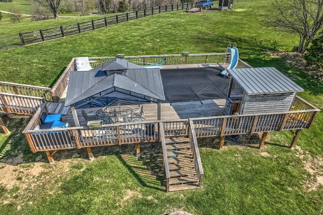 1105 Locust Fork Rd, Stamping Ground, KY 40379 - exterior space featuring fence, stairs, a yard, and a deck