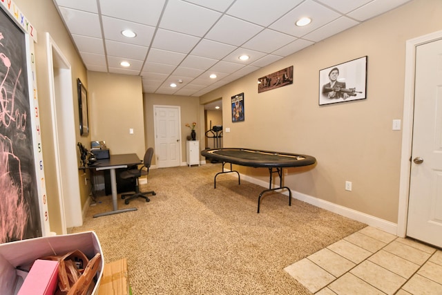 1105 Locust Fork Rd, Stamping Ground, KY 40379 - carpeted entrance foyer featuring a paneled ceiling, baseboards, and recessed lighting