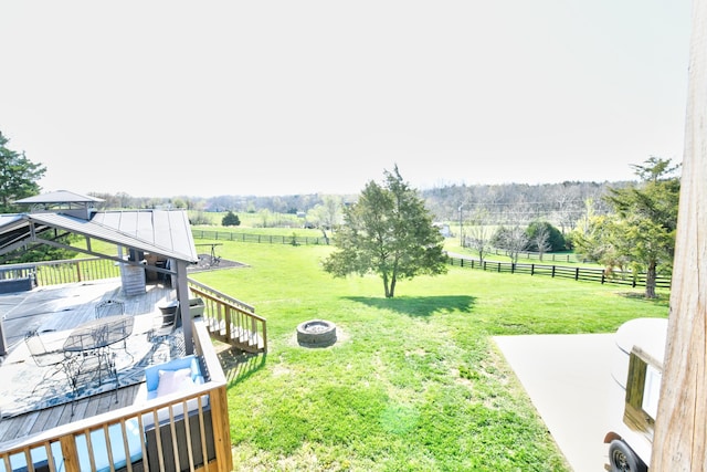 1105 Locust Fork Rd, Stamping Ground, KY 40379 - view of yard featuring fence, a rural view, and an outdoor fire pit