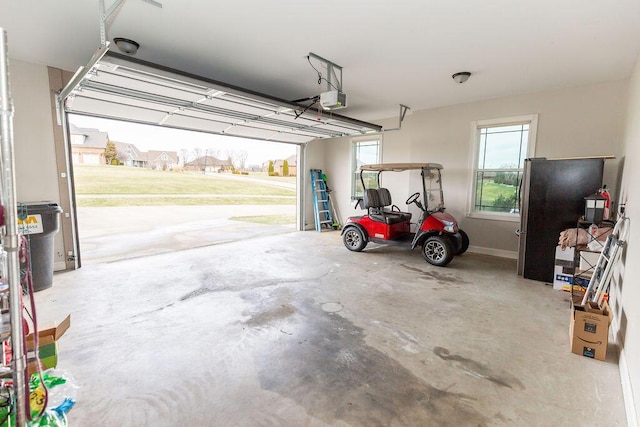 garage with a garage door opener