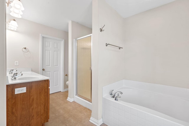 325 Long Branch Ln, Lexington, KY 40511 - bathroom featuring a stall shower, a bath, toilet, and double vanity