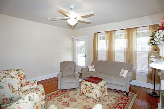113 Olde Potomac Ave, Winchester, KY 40391 - living room with baseboards, a ceiling fan, and hardwood / wood-style floors