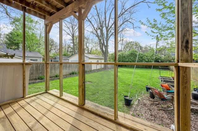 view of unfurnished sunroom