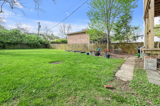 view of yard featuring a fenced backyard
