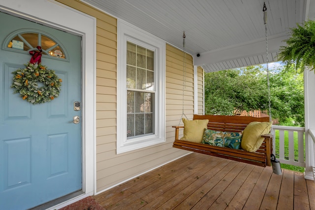 wooden terrace with covered porch