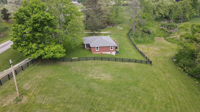 birds eye view of property featuring a rural view