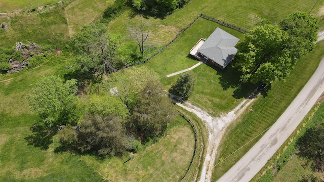 drone / aerial view with a rural view