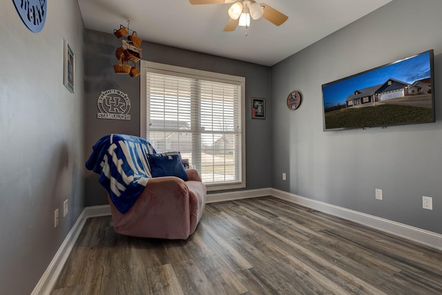 5141 Tristin Way, Catlettsburg, KY 41129 - living area featuring baseboards, a ceiling fan, and wood finished floors