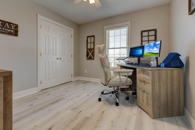 5141 Tristin Way, Catlettsburg, KY 41129 - office with light wood-style floors, a ceiling fan, and baseboards
