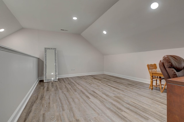 5141 Tristin Way, Catlettsburg, KY 41129 - additional living space featuring visible vents, recessed lighting, baseboards, wood finished floors, and vaulted ceiling