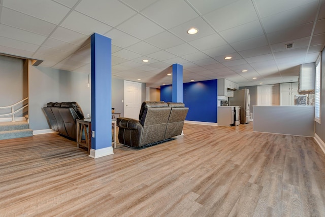 5141 Tristin Way, Catlettsburg, KY 41129 - living room featuring recessed lighting, baseboards, stairs, and light wood-style flooring