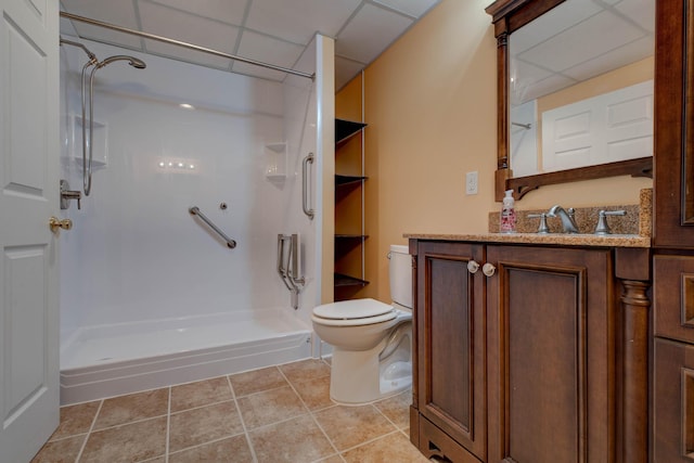 5141 Tristin Way, Catlettsburg, KY 41129 - full bath featuring toilet, a drop ceiling, a shower stall, and tile patterned flooring