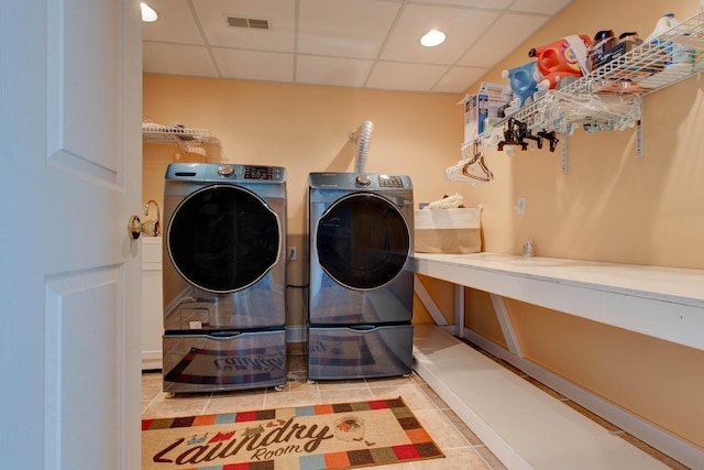5141 Tristin Way, Catlettsburg, KY 41129 - clothes washing area featuring visible vents, laundry area, independent washer and dryer, and light tile patterned flooring
