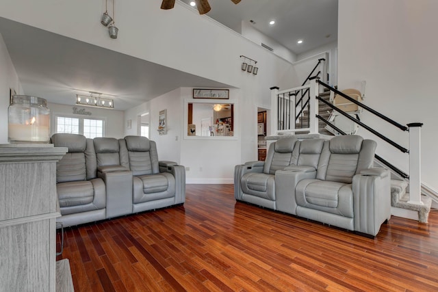 5141 Tristin Way, Catlettsburg, KY 41129 - living area with a high ceiling, stairs, recessed lighting, baseboards, and wood finished floors