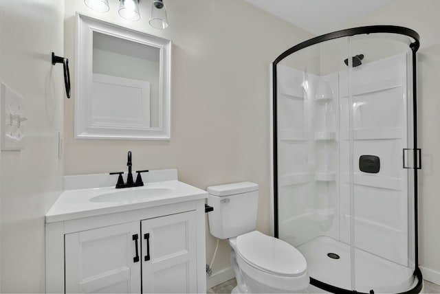 730 E Spencer Rd, Campton, KY 41301 - full bathroom featuring baseboards, vanity, toilet, and a stall shower