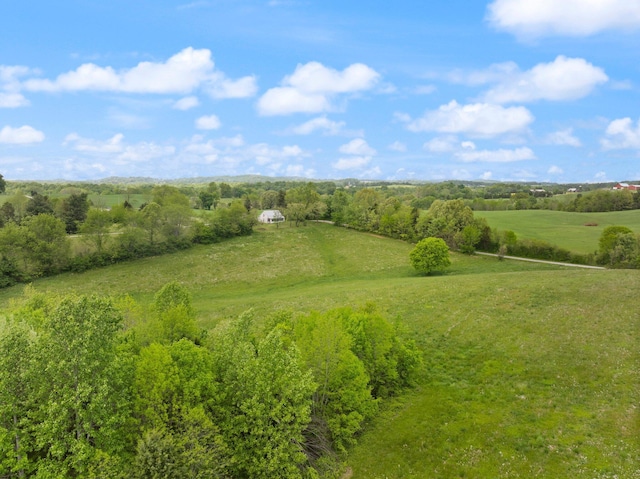 birds eye view of property featuring a rural view