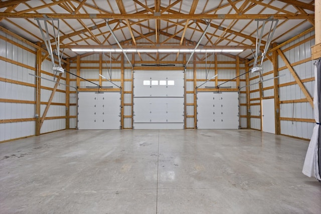 garage with metal wall