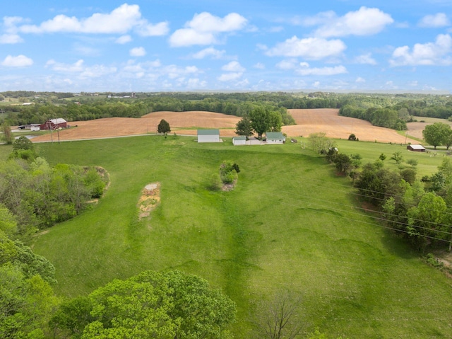 birds eye view of property featuring a rural view