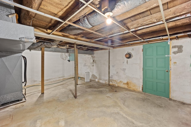 unfinished below grade area with heating unit