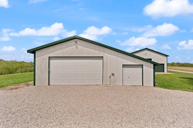 view of detached garage