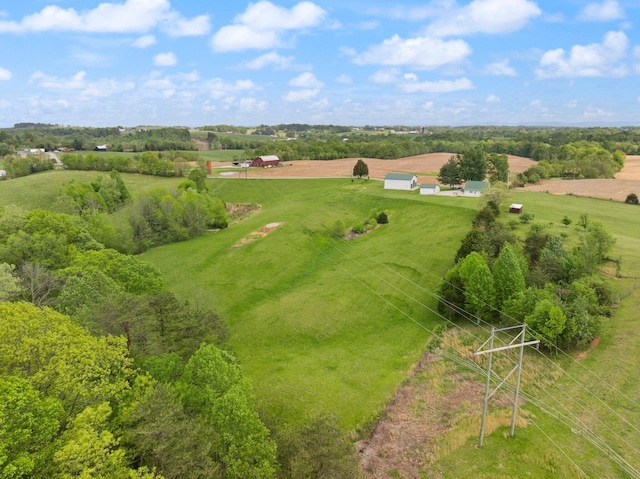 birds eye view of property with a rural view