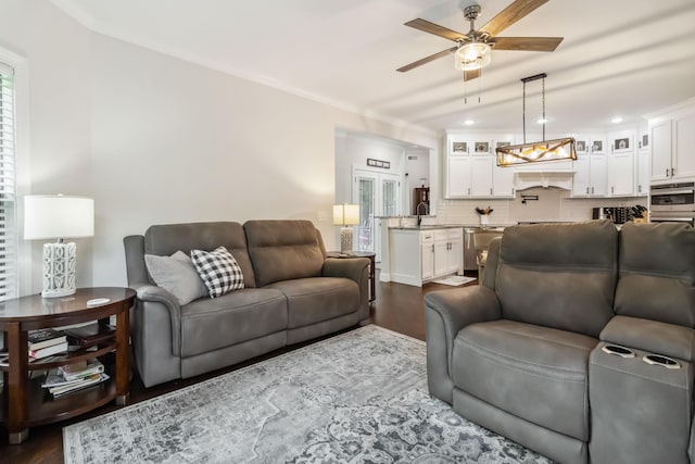 600 Avawam Dr, Richmond, KY 40475 - living area with recessed lighting, a ceiling fan, and dark wood-type flooring