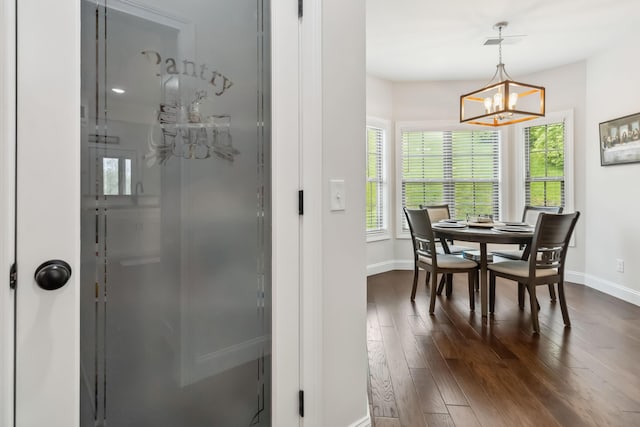 600 Avawam Dr, Richmond, KY 40475 - dining space featuring dark wood-type flooring, a chandelier, and baseboards