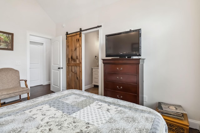 600 Avawam Dr, Richmond, KY 40475 - bedroom featuring lofted ceiling, a barn door, and baseboards
