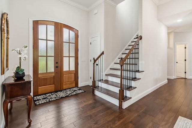 600 Avawam Dr, Richmond, KY 40475 - foyer featuring dark wood-style flooring, french doors, crown molding, and plenty of natural light