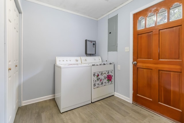 679 Mclain Rd, Springfield, KY 40069 - washroom with crown molding, laundry area, wood finished floors, and electric panel