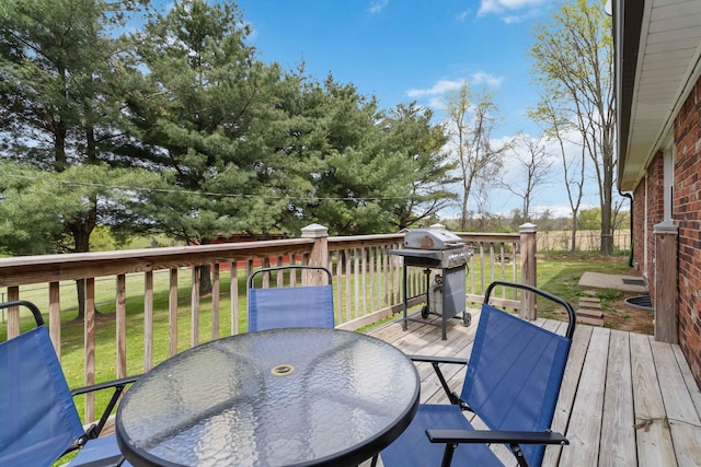679 Mclain Rd, Springfield, KY 40069 - wooden deck featuring a yard, a grill, and outdoor dining space