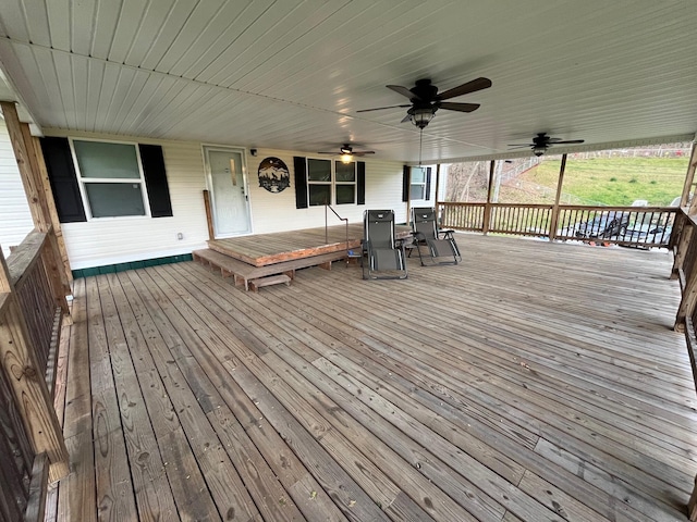 501 Smith Rd, Manchester, KY 40962 - wooden deck with a ceiling fan and outdoor dining space