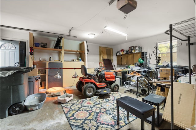 garage with a garage door opener