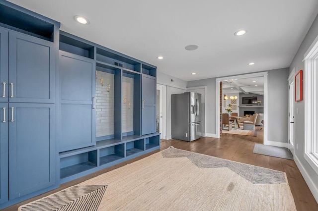 813 Westchester Dr, Lexington, KY 40502 - mudroom featuring baseboards, dark wood-style floors, and recessed lighting