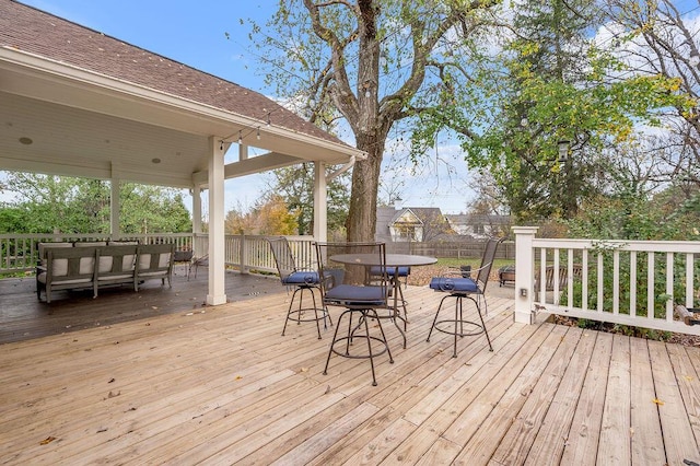 813 Westchester Dr, Lexington, KY 40502 - wooden terrace featuring outdoor dining area, fence, and an outdoor living space