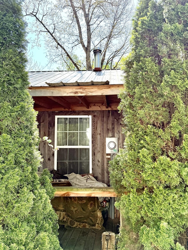 470 Cedar Bluff Rd, Monticello, KY 42633 - exterior details featuring electric meter and metal roof