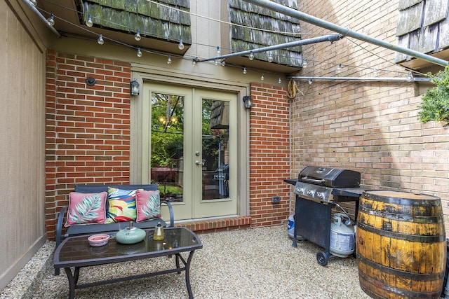 view of patio with french doors and area for grilling