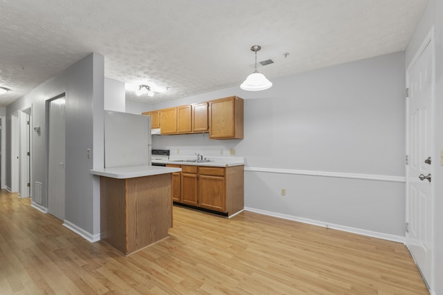 1081 S Broadway Unit 104, Lexington, KY 40504 - kitchen with a textured ceiling, a sink, light countertops, and light wood-type flooring