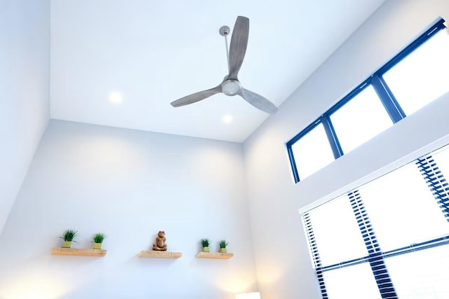 room details featuring recessed lighting and ceiling fan
