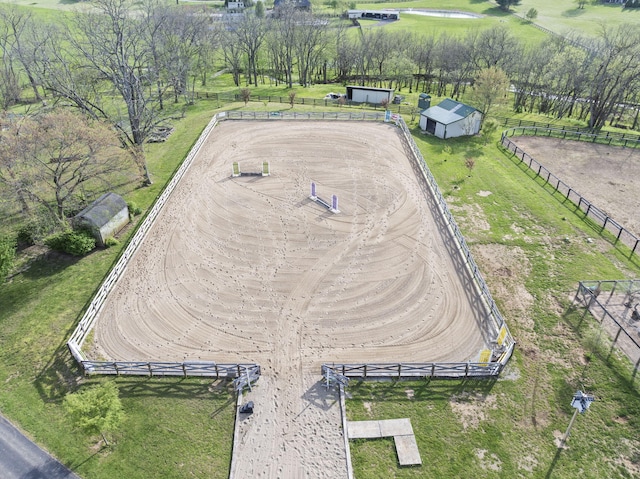 drone / aerial view with a rural view