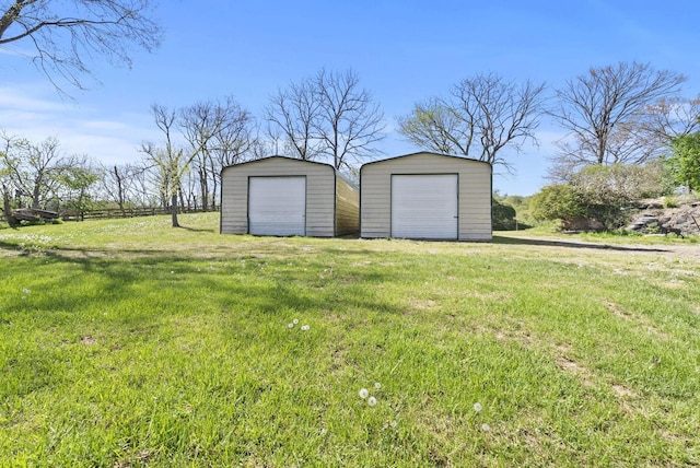garage with a storage shed