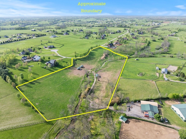 drone / aerial view with a rural view