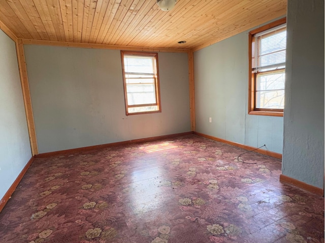 1312 Roosevelt St, Corbin, KY 40701 - spare room featuring wooden ceiling, plenty of natural light, and baseboards
