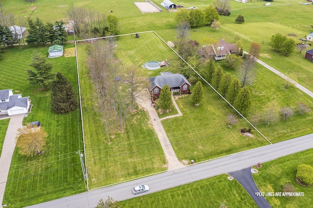 drone / aerial view with a rural view
