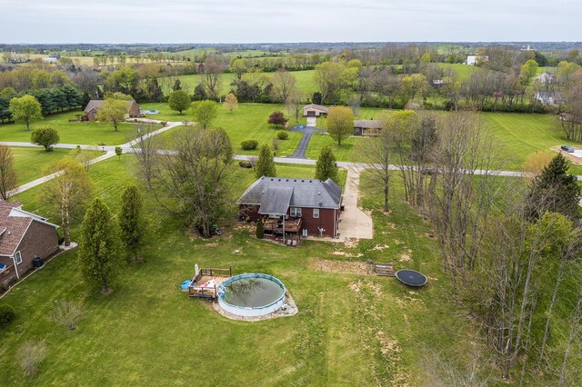 aerial view featuring a rural view