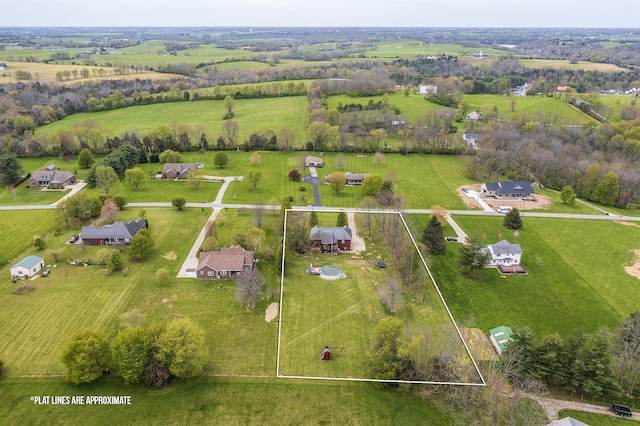 aerial view with a rural view